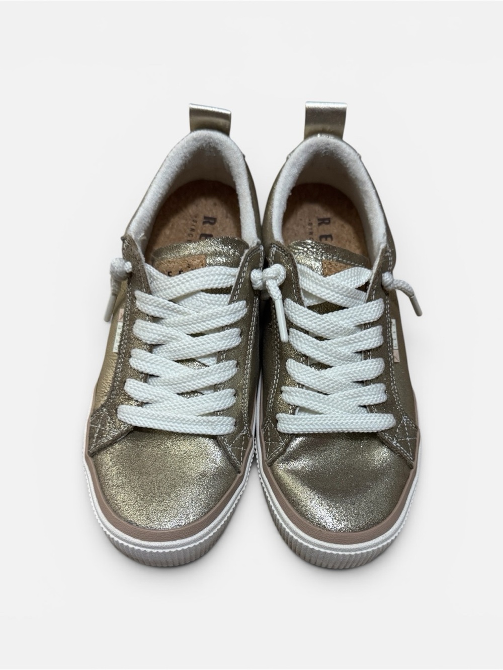 Reef Women's Lay Day Dawn Metallic Sneakers Sz. 8 Champagne Suede - Picture 1 of 13